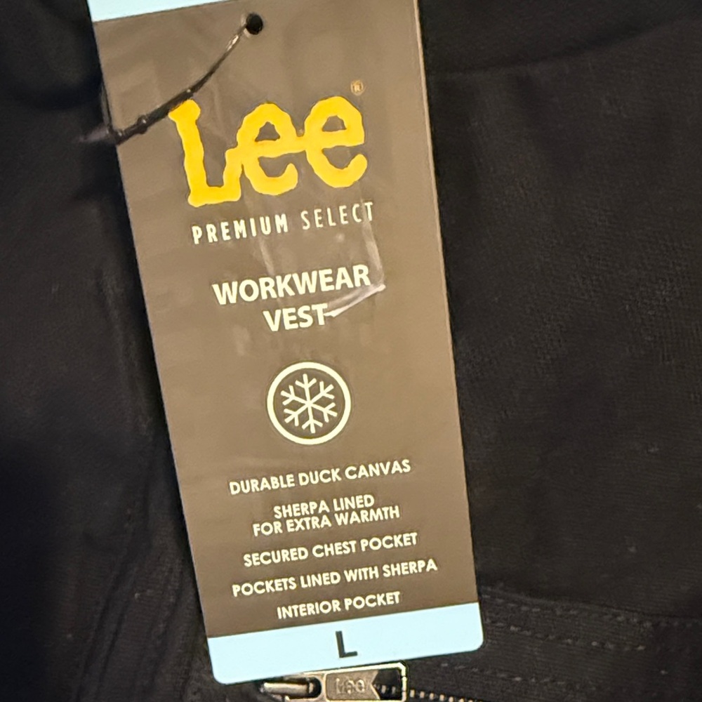 Lee Black Workwear Vest with Sherpa Lining